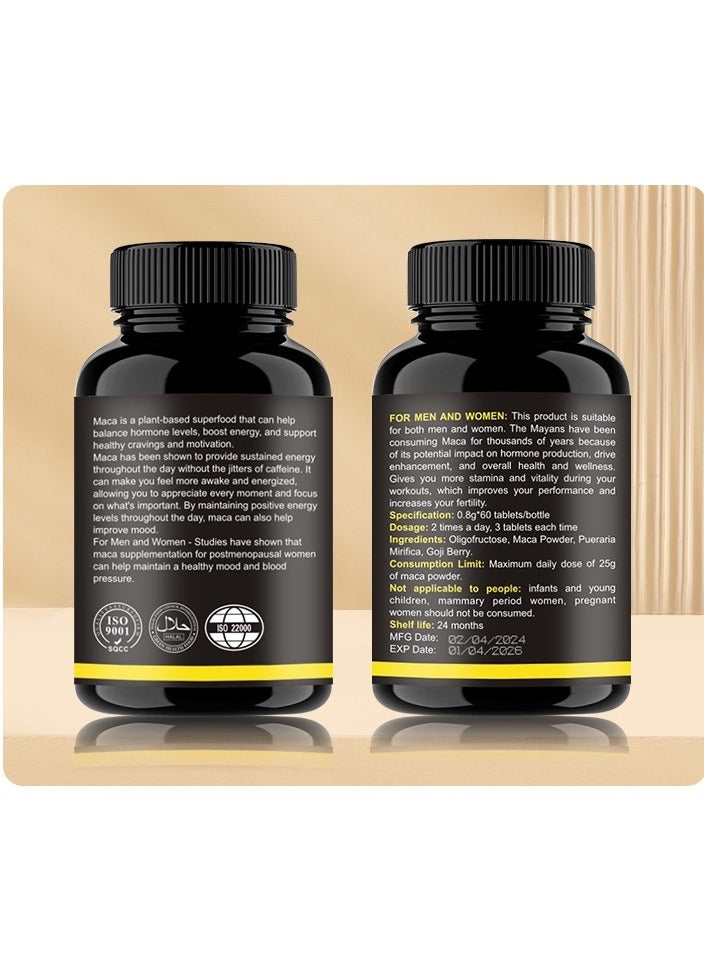 Wins Town Gold Maca Dietary Supplement, Regulates Hormonal Balance, Male Vitality Nutritional Support, Family Program Dietary Supplement, 60 Tablets/Bottle, HALAL Certified  - Image 2