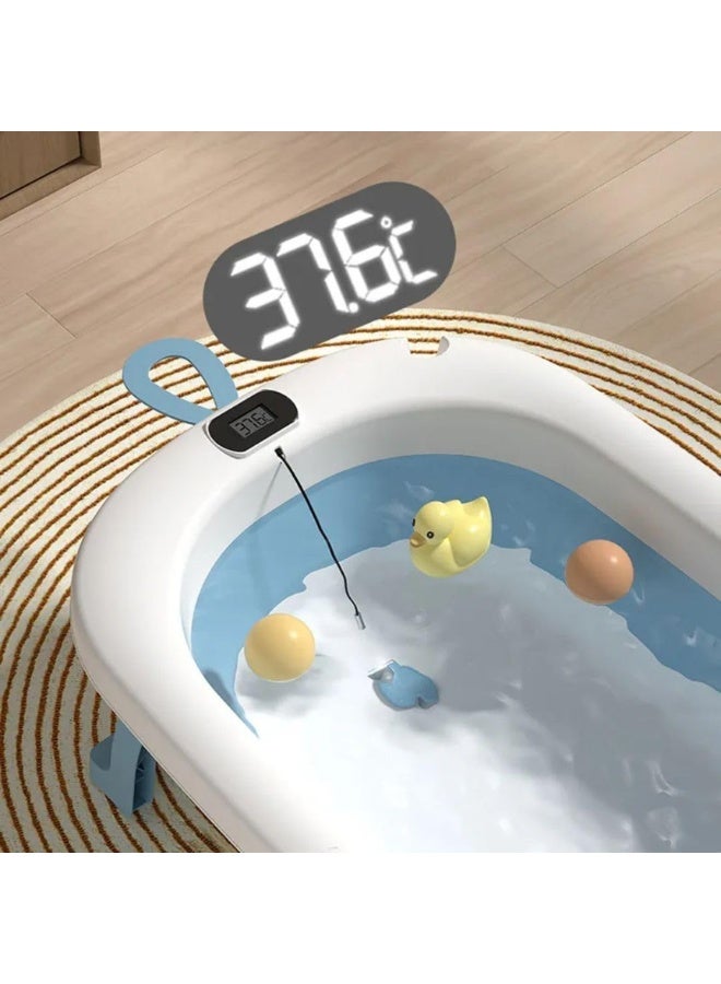 Baby Bathtub Collapsible for Newborns and Infants 0-24 Months with Digital Thermometer and Drain Plug, Portable Travel Infant Tub, Non-Slip Feet, Safe PP+TPE Material, Space-Saving Foldable Baby Bath, Perfect Baby Shower Gift for Boys and Girls - Image 5