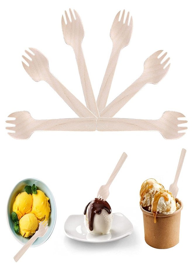 Adaamya® - Bio-degradable Wooden Forks Eco Friendly Disposable Spoons for Home Use, Party, Events Pack of 100 Pieces (5.5 in (140 MM)) - Image 3
