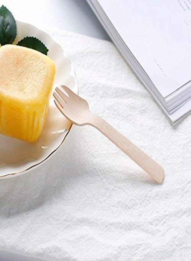 Adaamya® - Bio-degradable Wooden Forks Eco Friendly Disposable Spoons for Home Use, Party, Events Pack of 100 Pieces (5.5 in (140 MM)) - Image 2