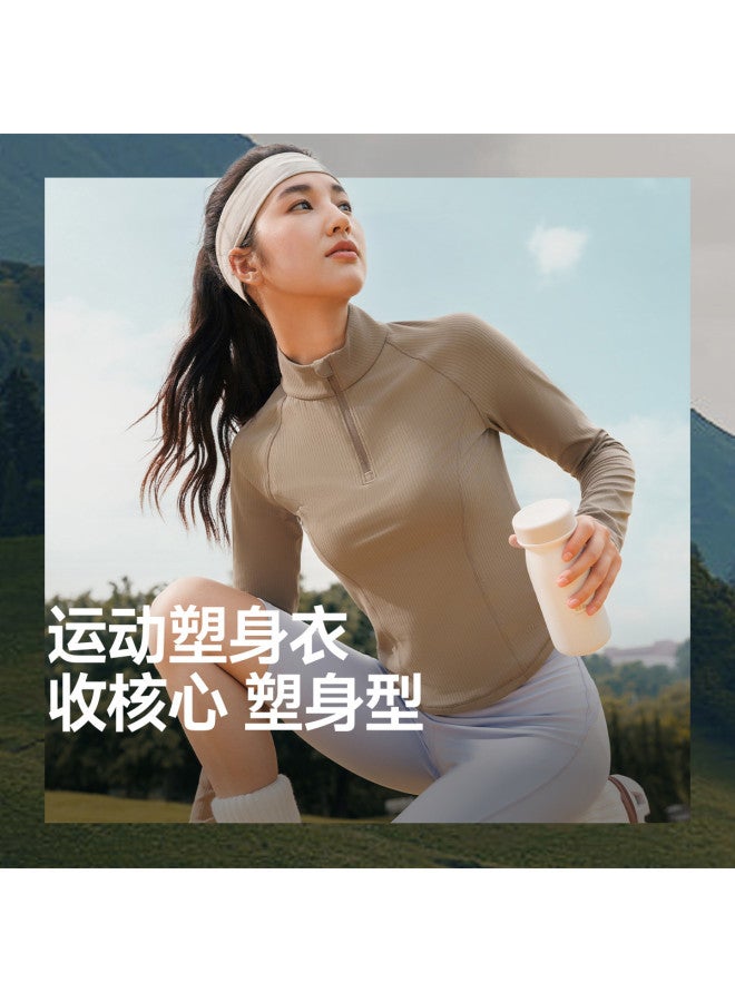 Beneunder New Quick-Dry Sports Shapewear Top, Half-Zip High-Elasticity Long-Sleeved Shirt - Image 2