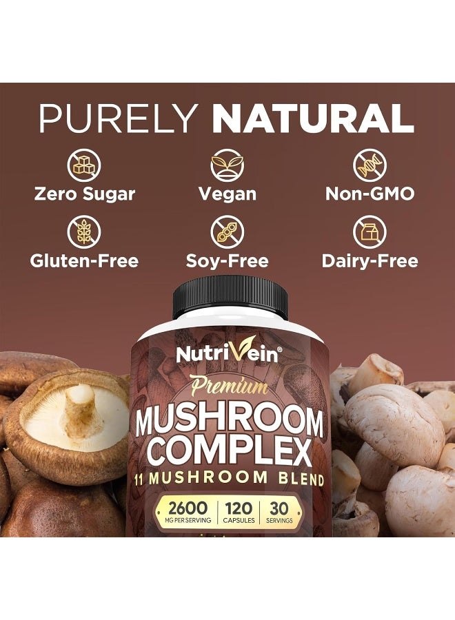 Nutrivein 7 Blend Lions Mane Mushroom Cordyceps, Chaga, Reishi, Turkey Tail, Maitake, Shiitake Supplement (2600mg) - Image 5