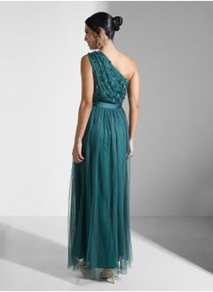 Maya One Shoulder Tie Detail Mesh Dress  - Image 2