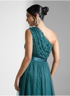 Maya One Shoulder Tie Detail Mesh Dress  - Image 5