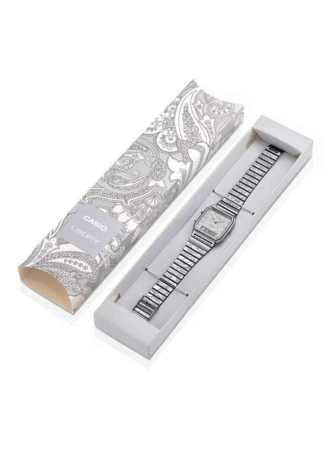 CASIO Limited Edition Vintage Liberty Collaboration Analog-Digital Unisex Watch AQ-230ELT-7A, 38.8 mm Silver Chrome-Plated Resin Case & Stainless Steel Band, 30 m WR - Image 5