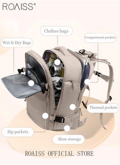 roaiss Travel Backpack for Men Women Carry On Backpack with USB Charging Port Shoe Compartment Flight Approved College School Bag Casual Knapsack for Weekender Business Hiking  - Image 2