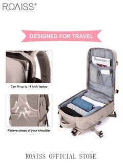 roaiss Travel Backpack for Men Women Carry On Backpack with USB Charging Port Shoe Compartment Flight Approved College School Bag Casual Knapsack for Weekender Business Hiking  - Image 3
