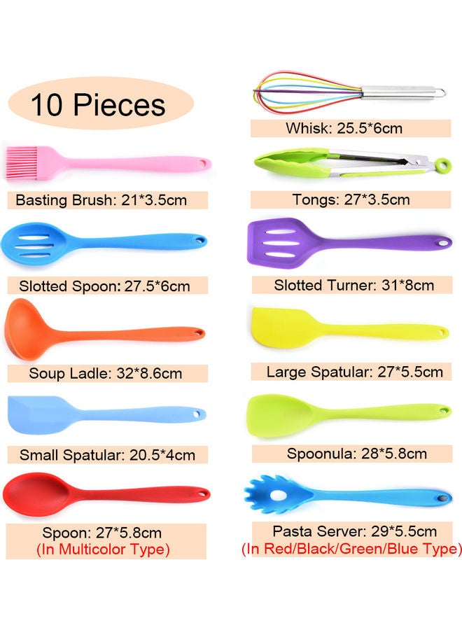 Silicone Kitchen Utensil Set 10 Pcs Heat Resistant Non-Stick Spoon Spatula Ladle Cooking Tools Dinnerware Multicolor 31.7*7.5*9.8cm - Image 2