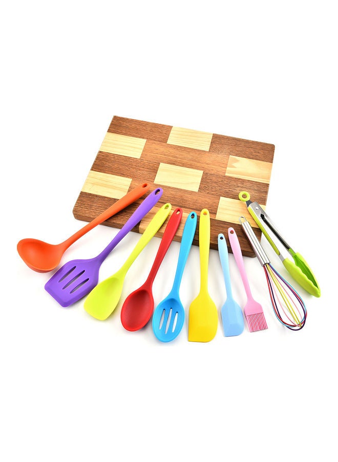 Silicone Kitchen Utensil Set 10 Pcs Heat Resistant Non-Stick Spoon Spatula Ladle Cooking Tools Dinnerware Multicolor 31.7*7.5*9.8cm - Image 1