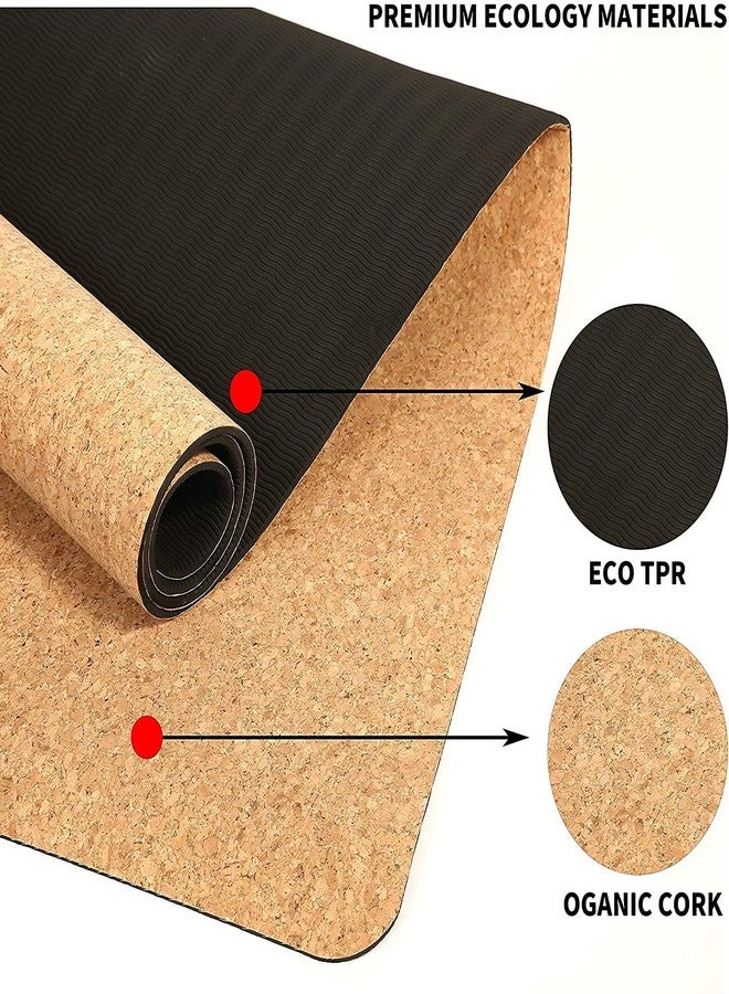 SEPARATE WAY Cork Yoga Mat With Strap Non Slip Eco Friendly Yoga Mat Men & Women - Lightweight Sustainable Cork Mat Top & Non Toxic Natural Rubber Yoga Mat Backing (72" Long x 24" Wide x 5mm Thick) - Image 4
