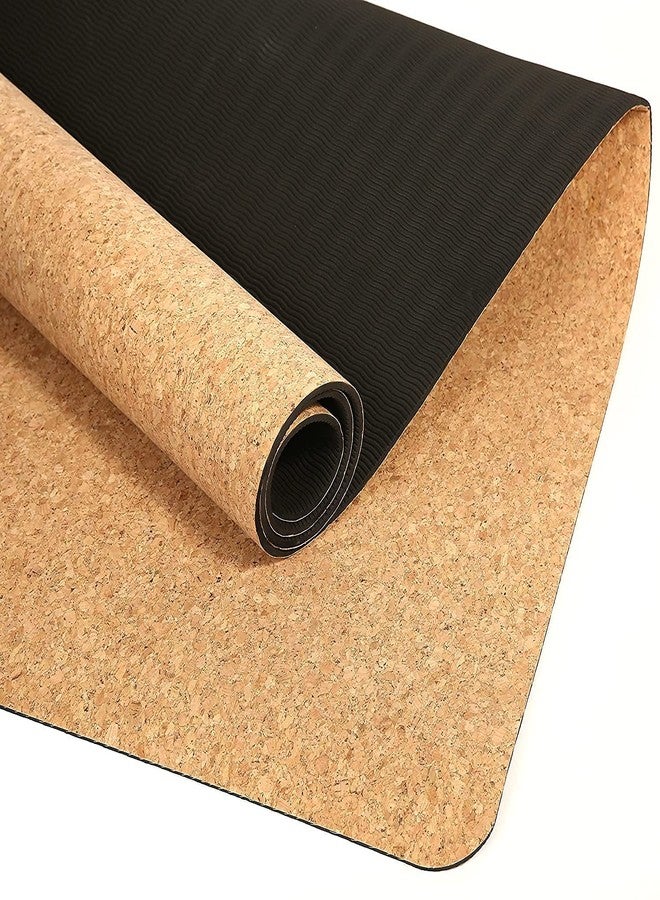 SEPARATE WAY Cork Yoga Mat With Strap Non Slip Eco Friendly Yoga Mat Men & Women - Lightweight Sustainable Cork Mat Top & Non Toxic Natural Rubber Yoga Mat Backing (72" Long x 24" Wide x 5mm Thick) - Image 2