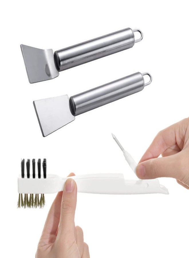 BetterJonny 3 Pcs Kitchen Cleaning Scrub Brush Set, Brass Wire Rust Cleaner Brushes & Cooktop Scraper, Perfect for Pots, Pans, Kitchen, Tile, and Household Cleaning - Image 1