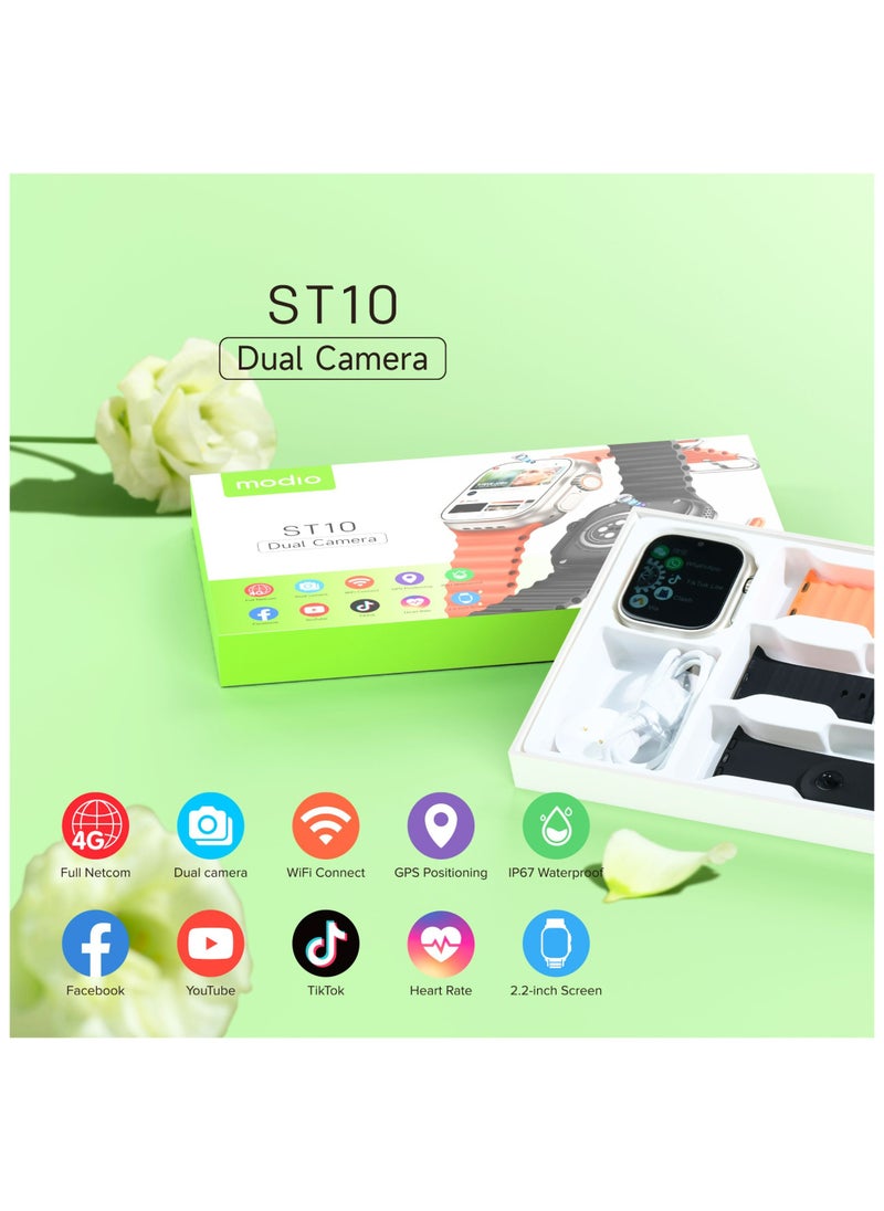Modio ST10 Dual Camera with 3 Pairs Strap with Space Aluminum Case_Gold