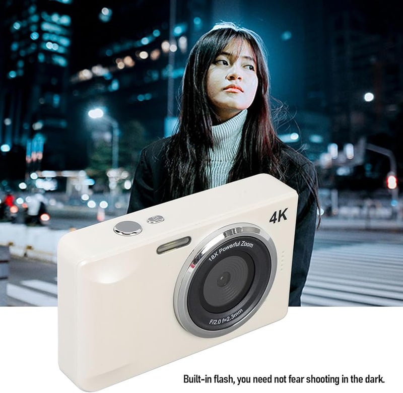 كاميرا تصوير فيديو بدقة 4K و 64 ميجابكسل مع تكبير رقمي 18x وتركيز تلقائي ومقاومة للاهتزاز ومنفذ USB Type-C باللون الأبيض - Image 4