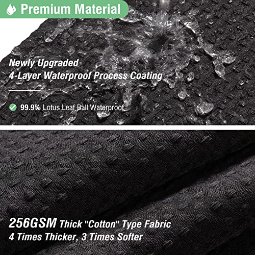 Dynamene Extra Long Fabric Shower Curtain - Waffle Weave 84 Inches Long Heavy Duty Cloth Shower Curtains for Bathroom, 256GSM Large Hotel Luxury Bath Curtain Set with 12 Plastic Hook, 72Wx84H, Black - Image 4