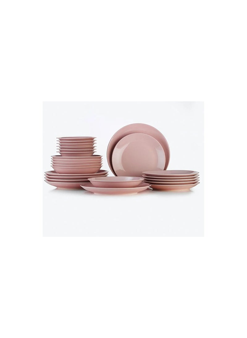Kutahya Porselen - Kutahya Porcelain Dinner Set 24 Pieces Round Brown Hera Kutahya Turkish Beige 8697828897060 - Image 1