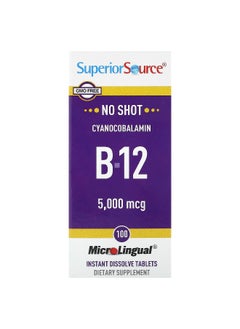 Superior Source Superior Source, B-12 (Cyanocobalamin), 5,000 mcg, 100 MicroLingual Instant Dissolve Tablets  - Image 1