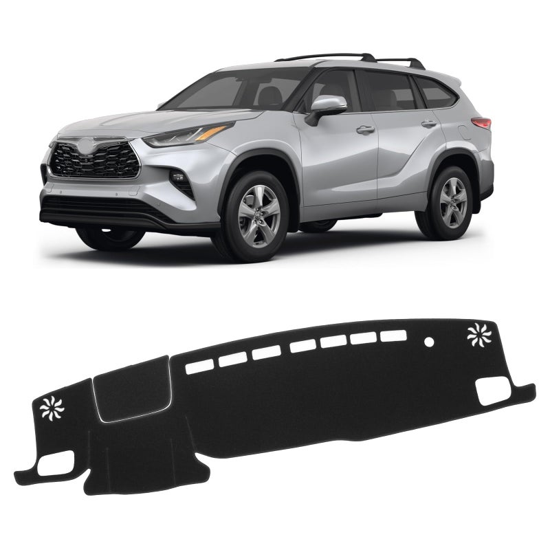 KUST Car Dash Cover for Toyota Highlander 20202025 2026 L LE XLE XSE Limited Platinum with HUD NonSlip Center Console Dashboard Cover No Glare BlackNot Fit for Toyota Grand Highlander