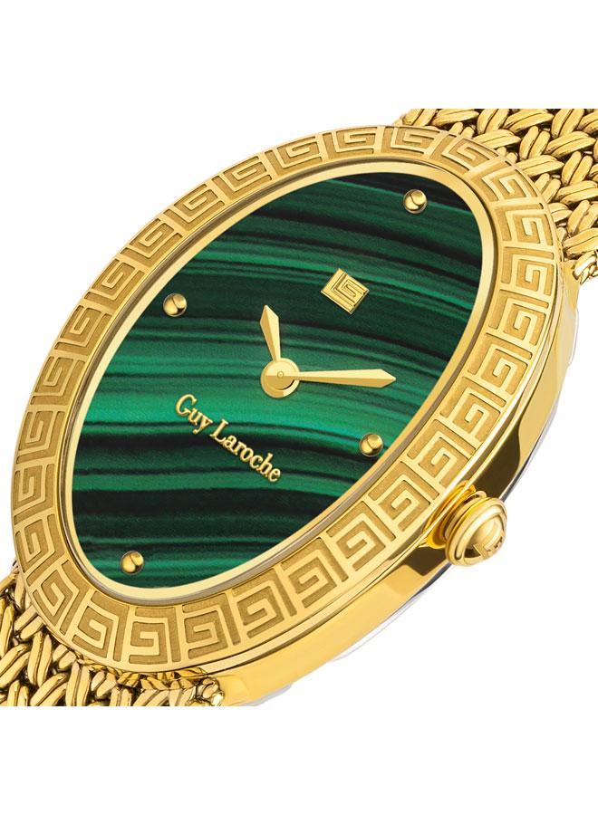 غاي لاروش ساعة يد نسائية مينا مالاكيت فضي سوار شبكي معدني بعرض  مم - Image 4