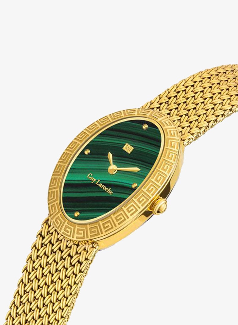 Guy Laroche Emma Malachite Dial Silver Mesh Metal Bracelet Analog Watch for Women 22mm - Image 2