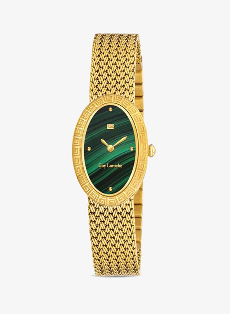 Guy Laroche Emma Malachite Dial Silver Mesh Metal Bracelet Analog Watch for Women 22mm - Image 1