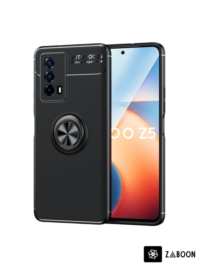 Zaboon غطاء حماية لهاتف vivo iQOO Z5 مع حامل حلقة معدنية دوار 360 درجة - Image 1