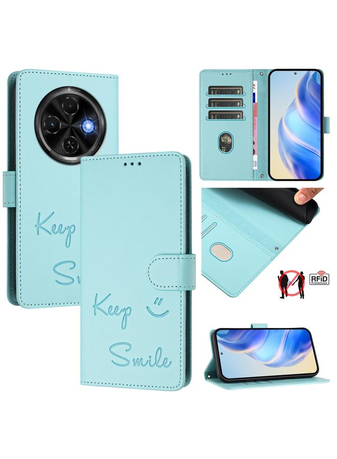 erorex Case For Tecno Spark 30C Smile Embossing RFID Leather Phone Case - Image 1