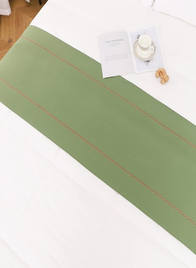 JADE POKE Bed Runner 260 x 50 cm, King Size, Green Bedding Scarves, Hotel Wedding Room Decorations - Image 2