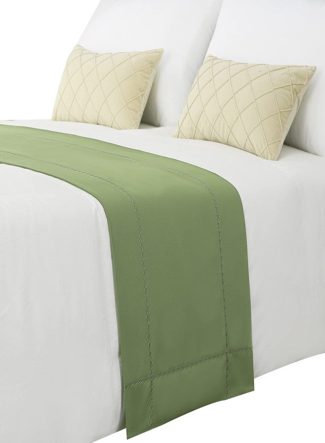 JADE POKE Bed Runner 260 x 50 cm, King Size, Green Bedding Scarves, Hotel Wedding Room Decorations - Image 1