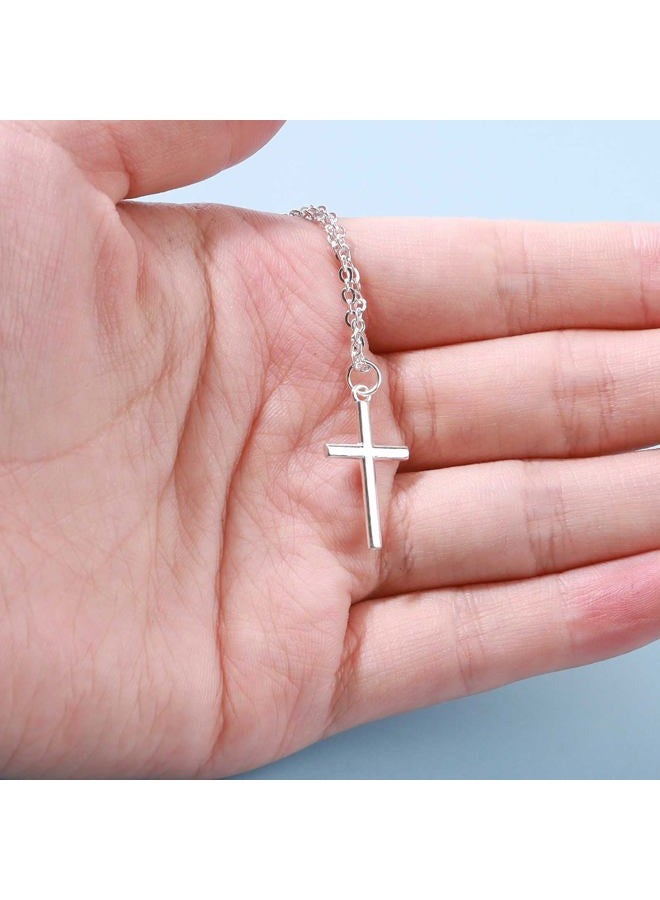 Yheakne Boho Layered Cross Choker Necklace Silver Cross Pendant Necklace Ball Satellite Chain Necklace Vintage Double Layer Necklace Chain Jewelry for Women and Girls Gift (Silver) - Image 5