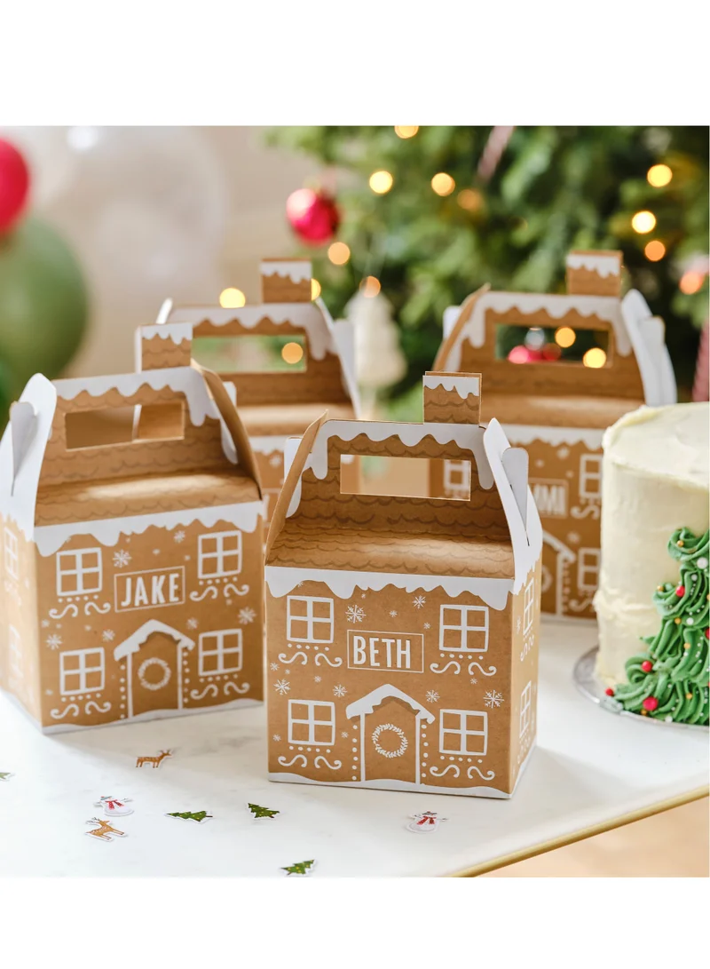 Prickly Pear Ginger Ray Set of 4 Customizable Gingerbread House Gift Boxes - Creative Holiday Packaging