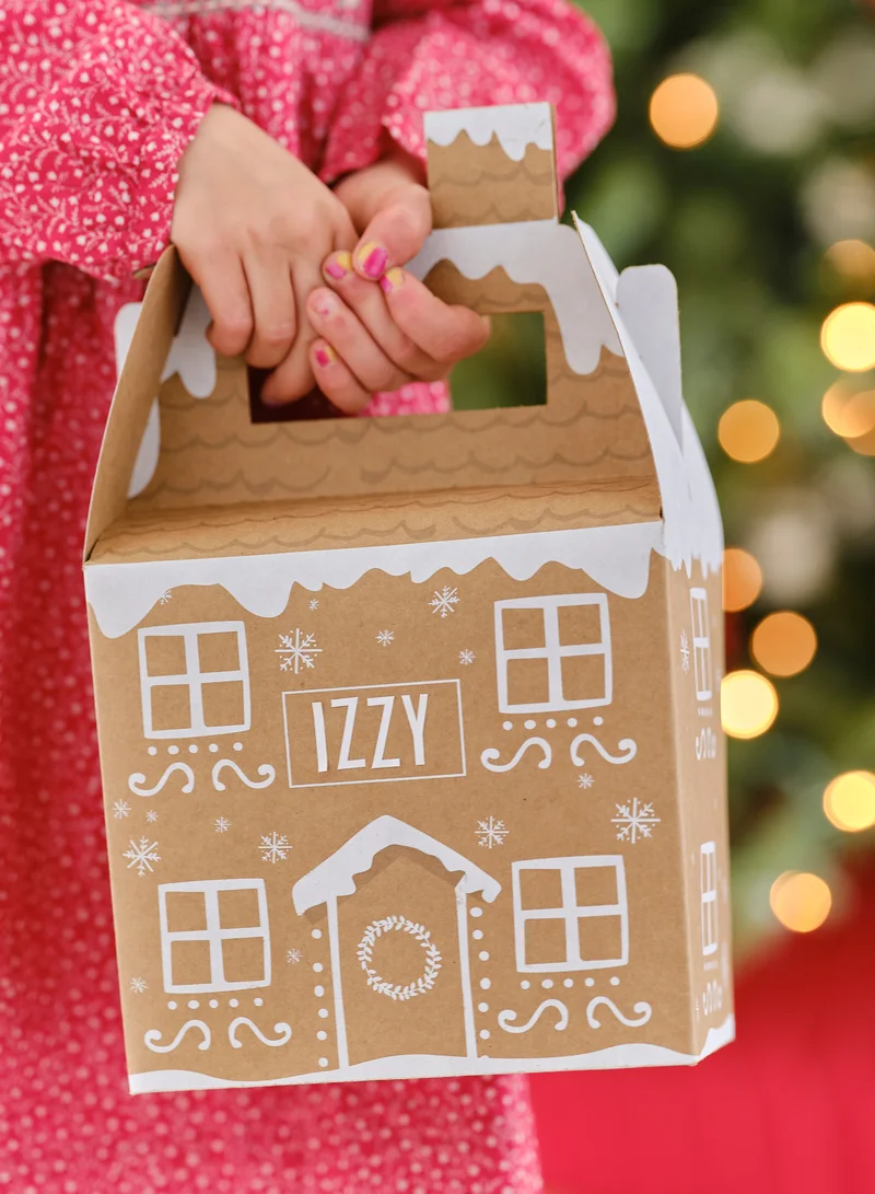 Prickly Pear Ginger Ray Set of 4 Customizable Gingerbread House Gift Boxes - Creative Holiday Packaging