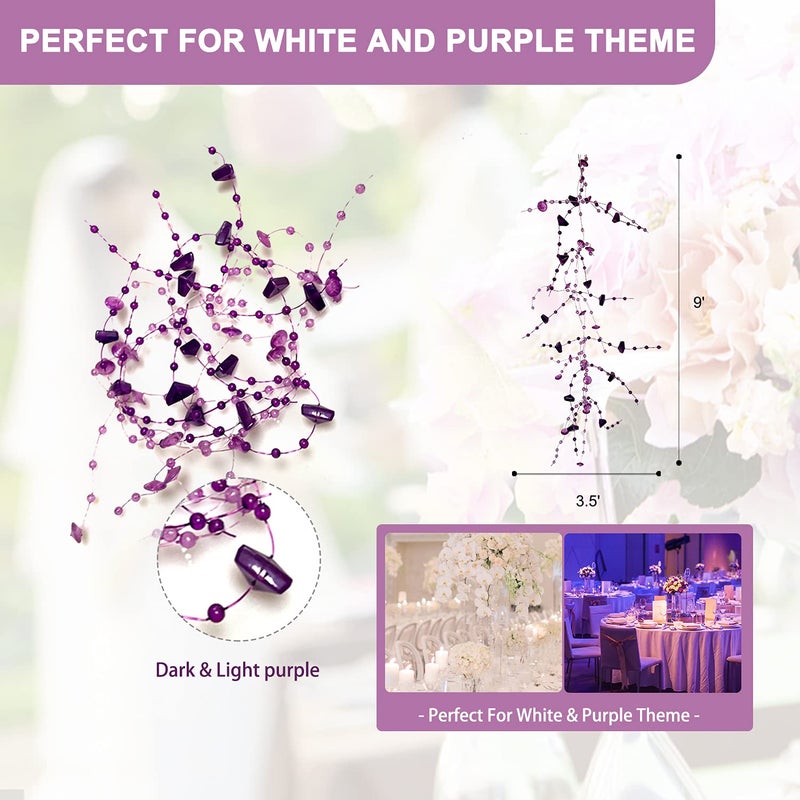 TeaSu 12pcs Purple Crystal String, for Floating Candles Centerpieces Table Decorations, Crystal Bead Filler for Party, Birthday Decorations - Image 4