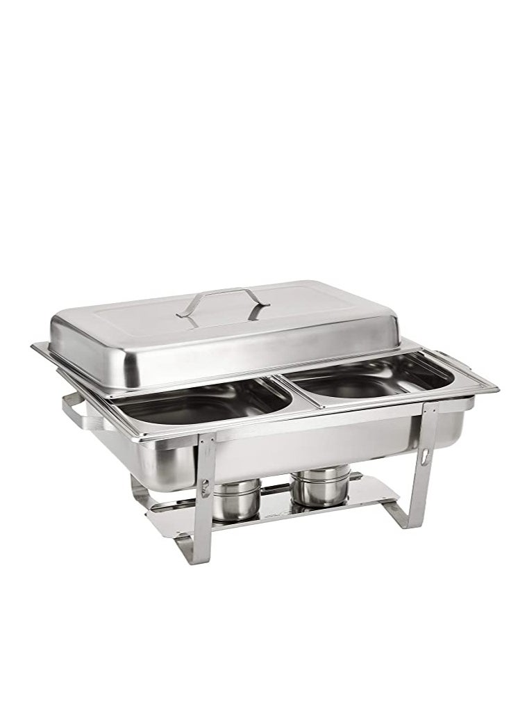 ALMUFARREJ Chafing Dish Buffet Silver Double Stainless Steel Silver Rectangular  - Image 3
