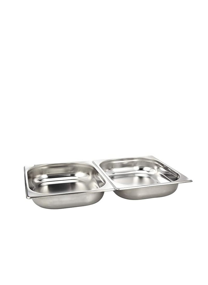 ALMUFARREJ Chafing Dish Buffet Silver Double Stainless Steel Silver Rectangular 9.5 Liters  - Image 3