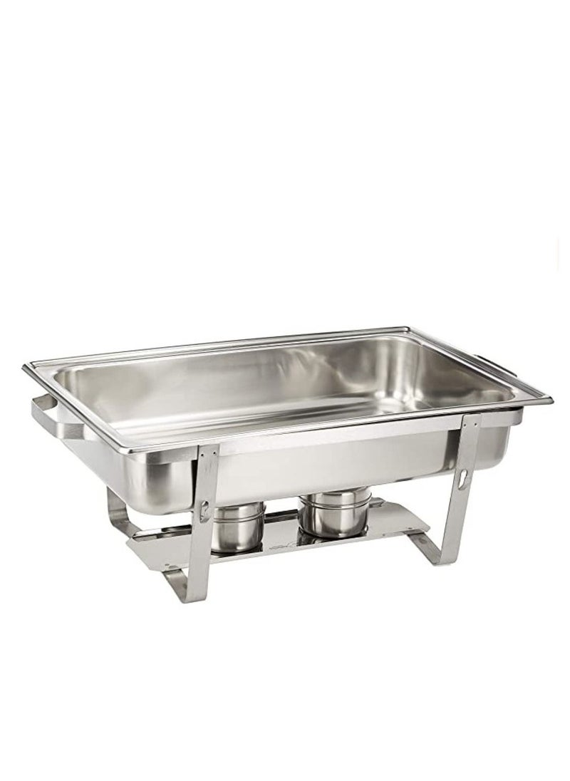 ALMUFARREJ Chafing Dish Buffet Silver Double Stainless Steel Silver Rectangular 9.5 Liters  - Image 2