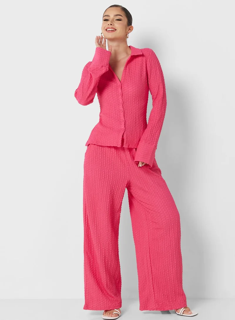 French Connection Textured Wide Leg Pants