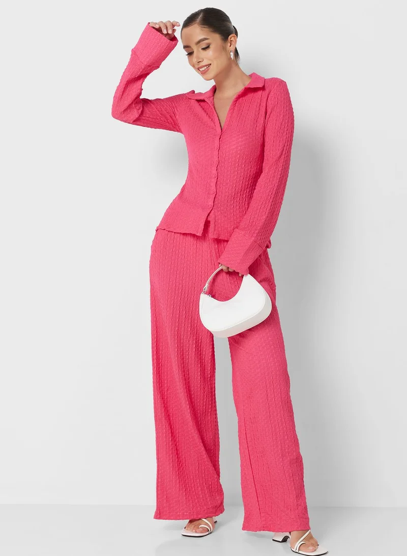 French Connection Textured Wide Leg Pants