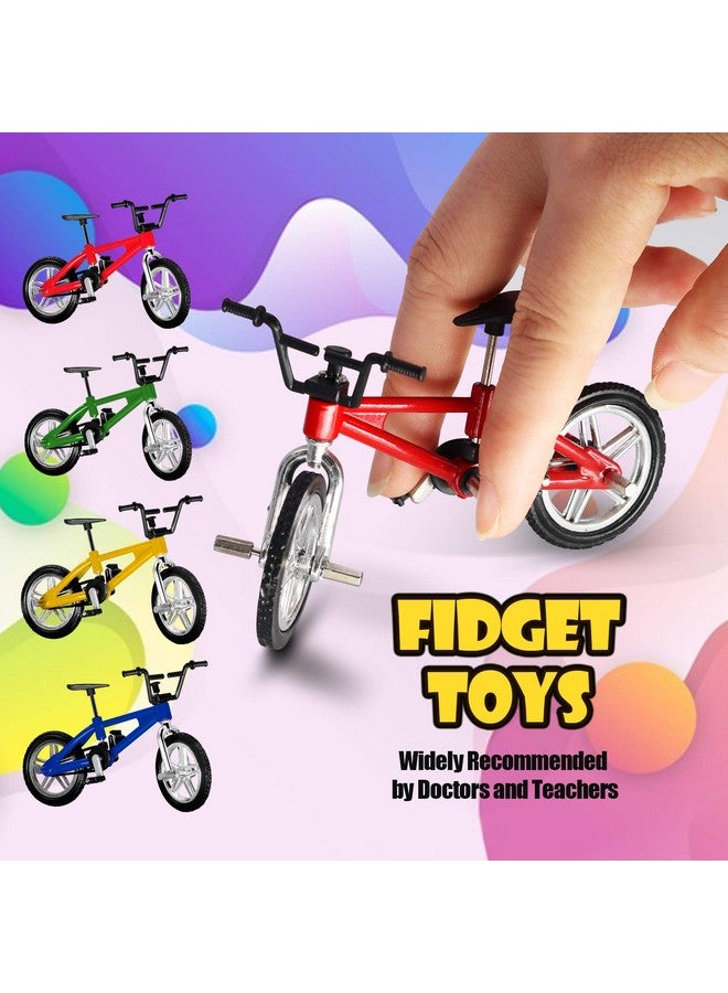 Novelty Place دراجة أصابع ميني من نوفيلتي بليس - مجموعة ألعاب دراجة مصغرة للأطفال والبالغين - مجموعة نماذج دراجات معدنية للزينة - 4 ألوان (4 عبوات) - Image 2