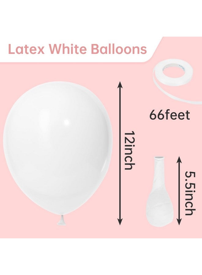 RUBFAC White Balloons Latex Party Balloons 100Pcs 12 Inch Helium Balloons For Wedding Bridal Baby Shower Graduation Anniversary Birthday Bachelorette Party Decoration, White Ribbon - Image 2
