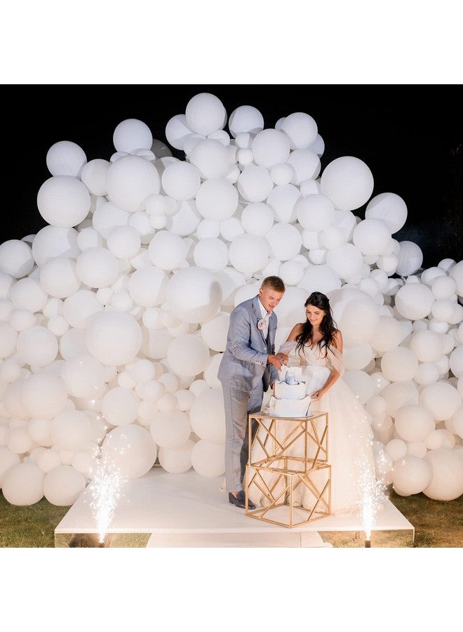 RUBFAC White Balloons Latex Party Balloons 100Pcs 12 Inch Helium Balloons For Wedding Bridal Baby Shower Graduation Anniversary Birthday Bachelorette Party Decoration, White Ribbon - Image 4