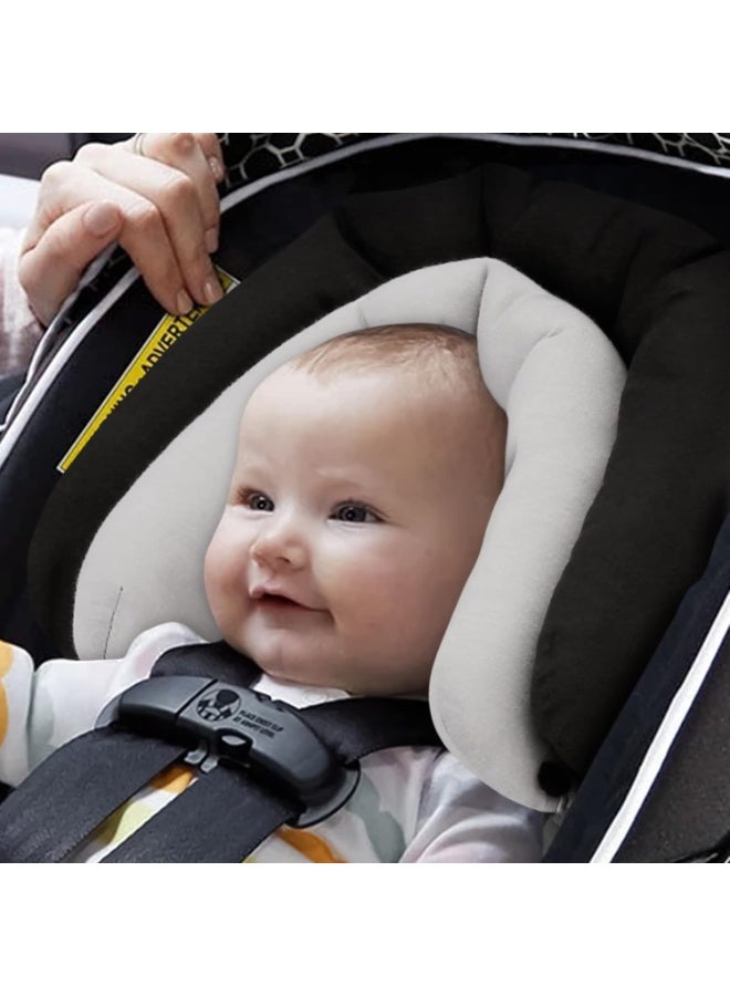 2-in-1 Infant Car Seat Head & Neck Support Insert – Soft, Easy-Install Insert for Car Seat, Stroller, Bouncer – Universal, Gray & Black - Image 2