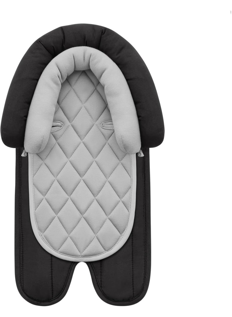 2-in-1 Infant Car Seat Head & Neck Support Insert – Soft, Easy-Install Insert for Car Seat, Stroller, Bouncer – Universal, Gray & Black - Image 1
