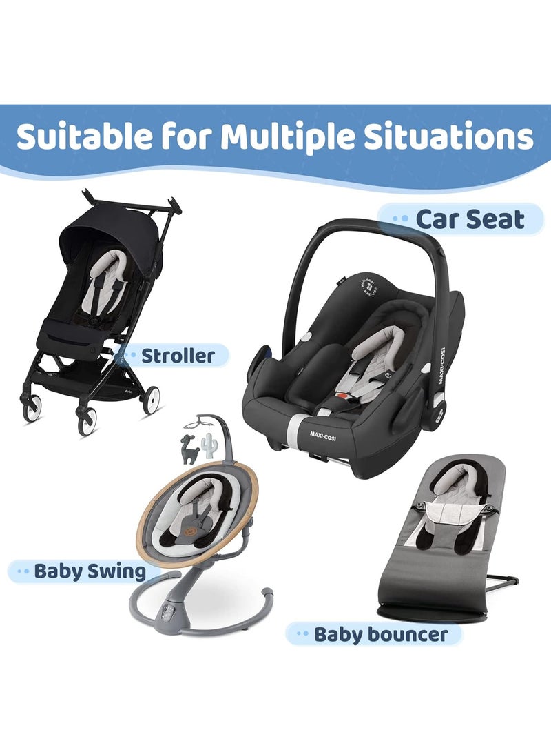 2-in-1 Infant Car Seat Head & Neck Support Insert – Soft, Easy-Install Insert for Car Seat, Stroller, Bouncer – Universal, Gray & Black - Image 4