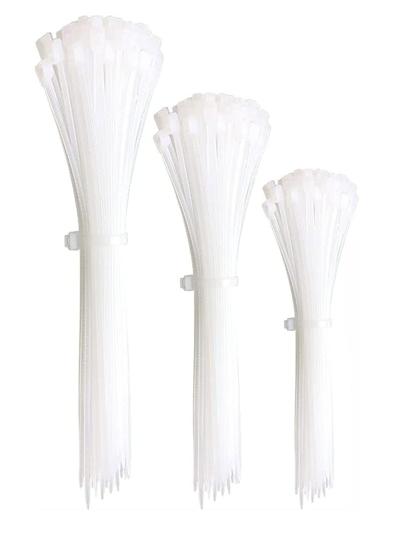 Loquat Cable Ties 300mm x 5mm - White Nylon Zip Tie Wrap - Self-Locking for Home, Office, Garden, Garage, and Workshop (Pack of 100) - Image 1