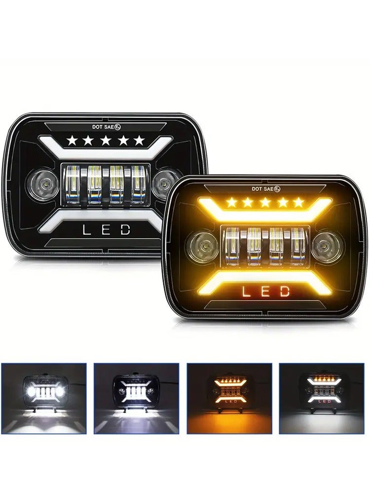 MR.SMART Mr Smart 5x7 LED Headlights with 4 Lighting Modes, DOT SAE Approved, High/Low Beam, DRL, Turn Signal, Aluminium Alloy Housing, Black  - Image 1
