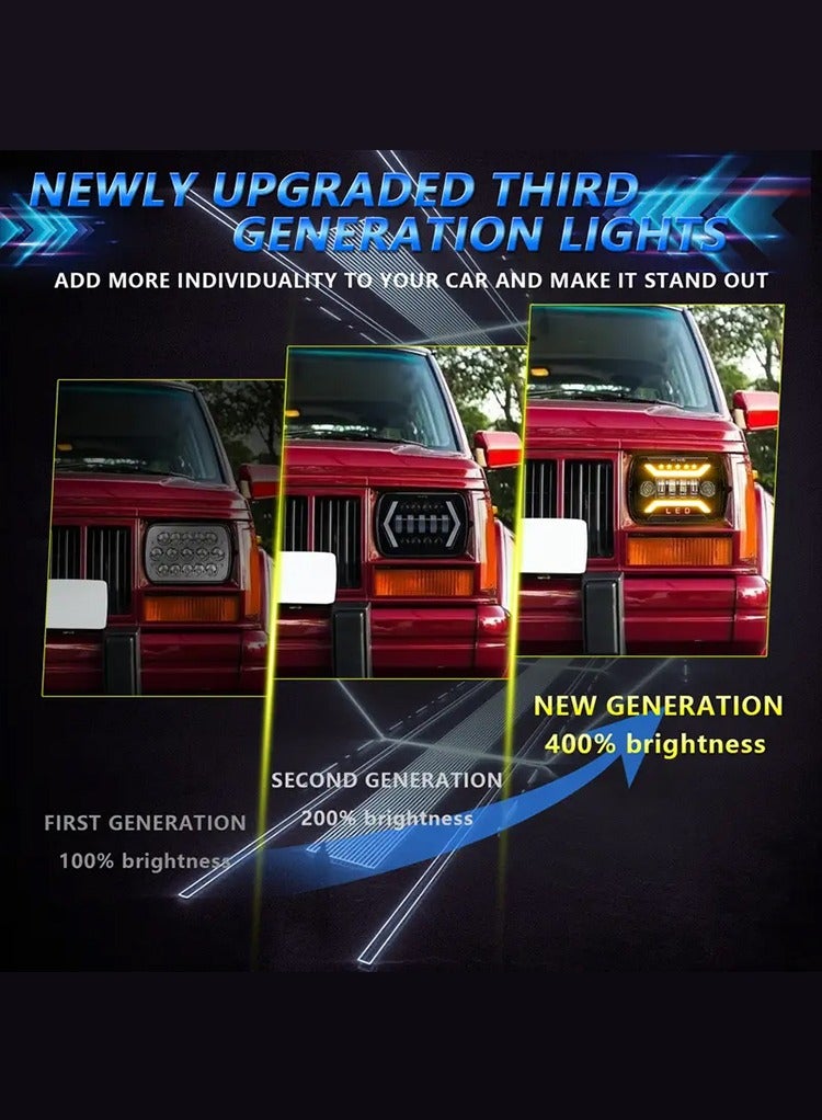 MR.SMART Mr Smart 5x7 LED Headlights with 4 Lighting Modes, DOT SAE Approved, High/Low Beam, DRL, Turn Signal, Aluminium Alloy Housing, Black  - Image 2