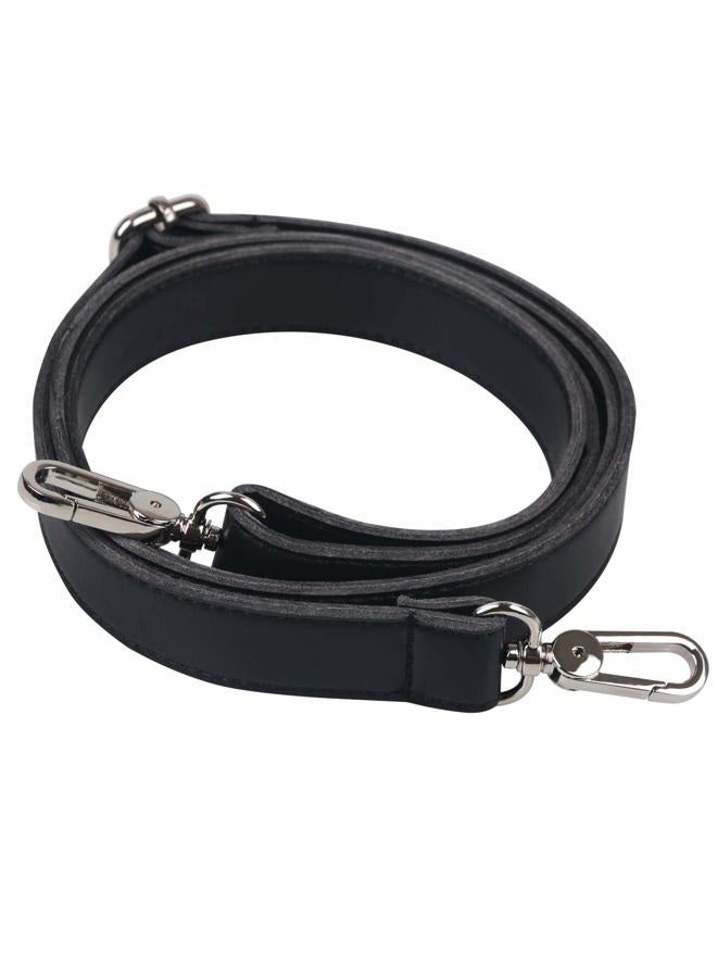 BOMKEE Leather Replacement Shoulder Strap 61 Inch Universal Adjustable Handbag Straps with Metal Swivel Hooks for Shoulder Crossbody Bag Briefcase Messenger Bag Wallet DIY Purse Shoulder Bag, Black - Image 1