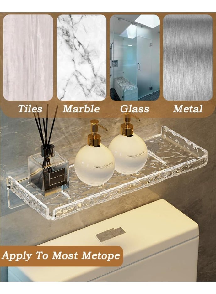 بتيمفم عبوة من رفين لتنظيم أدوات الاستحمام من الأكريليك الشفاف، رفوف تخزين حائطية بدون حفر لمستلزمات الحمام وغيرها. - Image 5