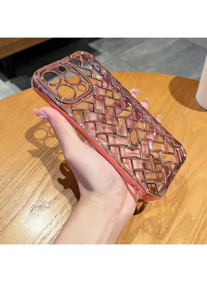 Zaboon Case For iPhone 11 Woven Grid 3D Electroplating Laser Engraving Phone Case - Image 4